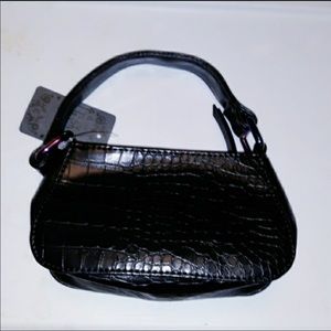 T-SHIRT AND JEANS BLACK FAUX CROC LEATHER MINI BAG